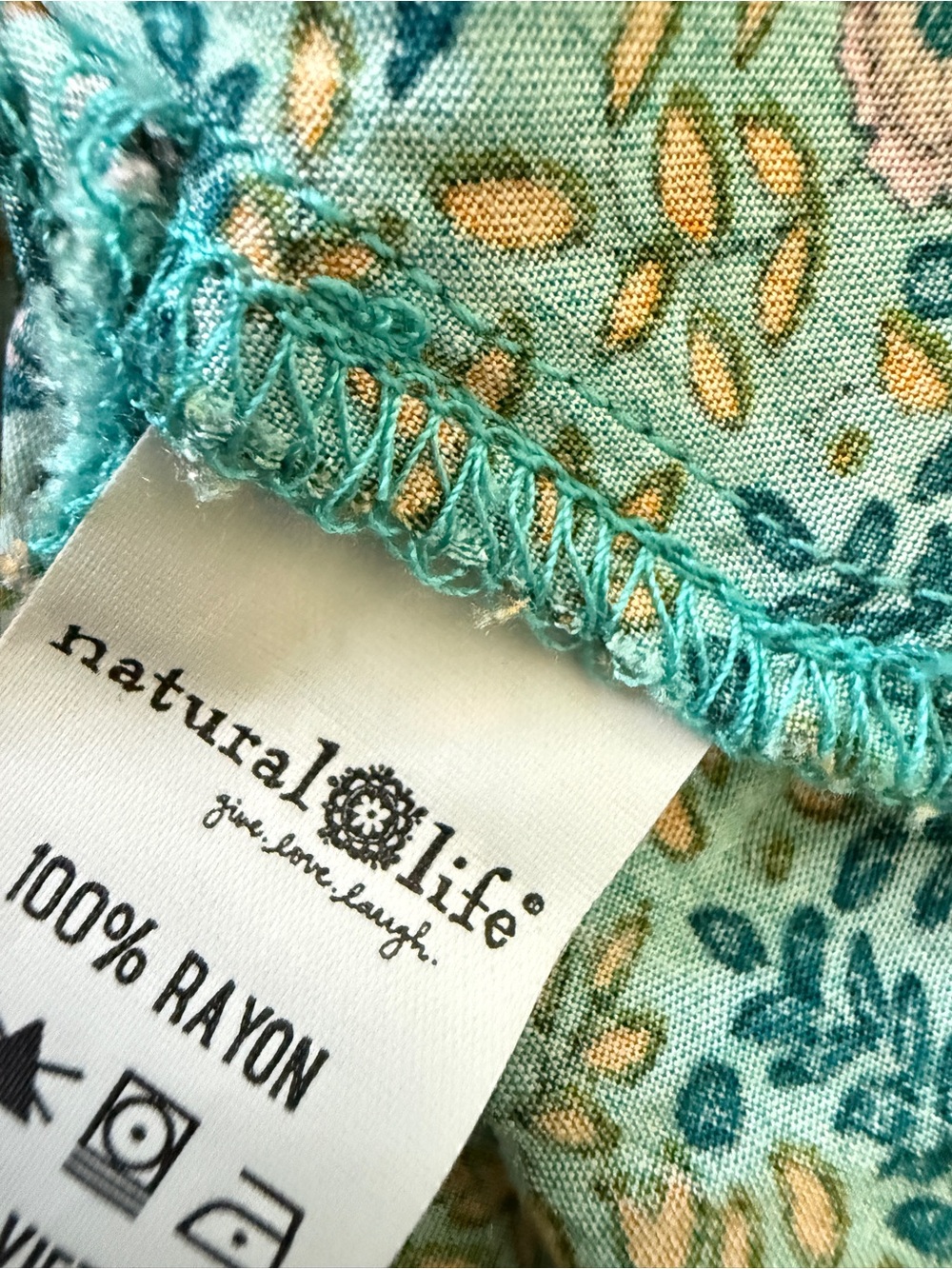 Natural Life Stella V Neck Dress Blue Floral Peasant Prairie Boho XL - Picture 9 of 12